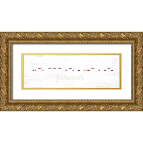 Forever Morse Code Gold Ornate Wood Framed Art Print with Double Matting by Pugh, Jennifer
