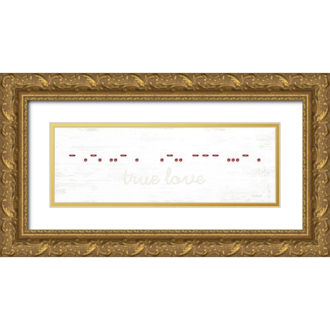 True Love Morse Code Gold Ornate Wood Framed Art Print with Double Matting by Pugh, Jennifer