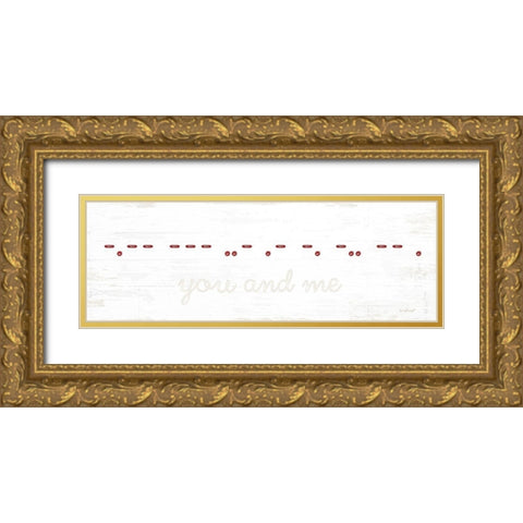 You and Me Morse Code Gold Ornate Wood Framed Art Print with Double Matting by Pugh, Jennifer