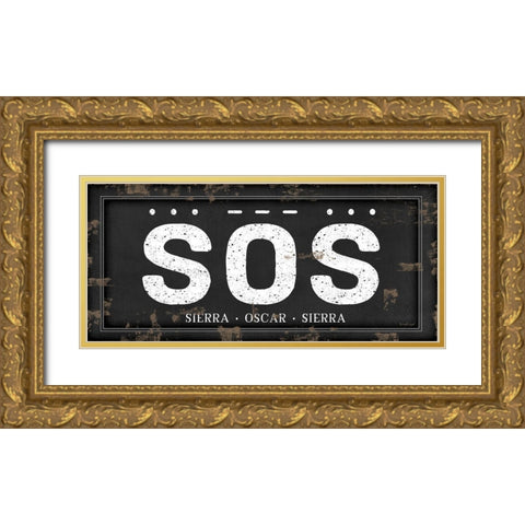 SOS Gold Ornate Wood Framed Art Print with Double Matting by Pugh, Jennifer