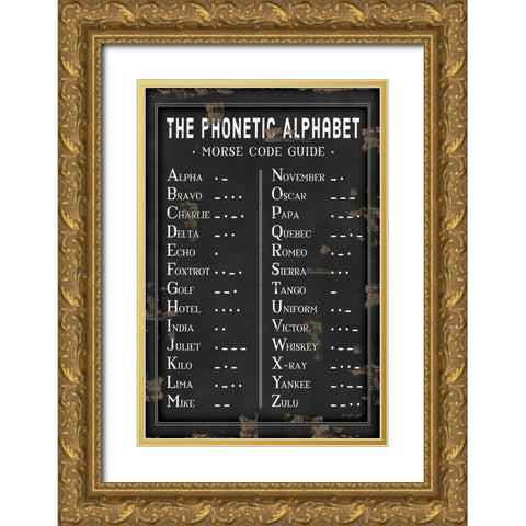 Morse Code Guide Gold Ornate Wood Framed Art Print with Double Matting by Pugh, Jennifer