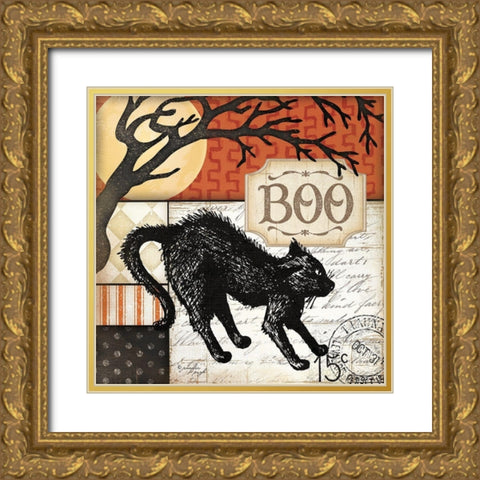 Boo Gold Ornate Wood Framed Art Print with Double Matting by Pugh, Jennifer