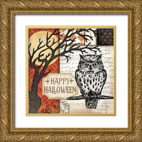 Happy Halloween Gold Ornate Wood Framed Art Print with Double Matting by Pugh, Jennifer