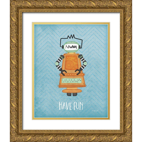 Fun Bot Gold Ornate Wood Framed Art Print with Double Matting by Pugh, Jennifer