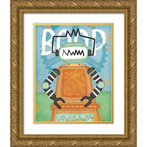 Boop Bot Gold Ornate Wood Framed Art Print with Double Matting by Pugh, Jennifer