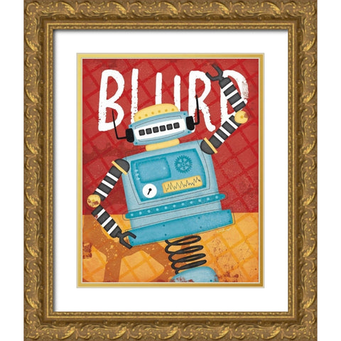 Blurp Bot Gold Ornate Wood Framed Art Print with Double Matting by Pugh, Jennifer