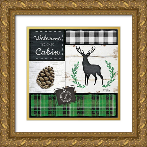 Welcome to Our Cabin Gold Ornate Wood Framed Art Print with Double Matting by Pugh, Jennifer