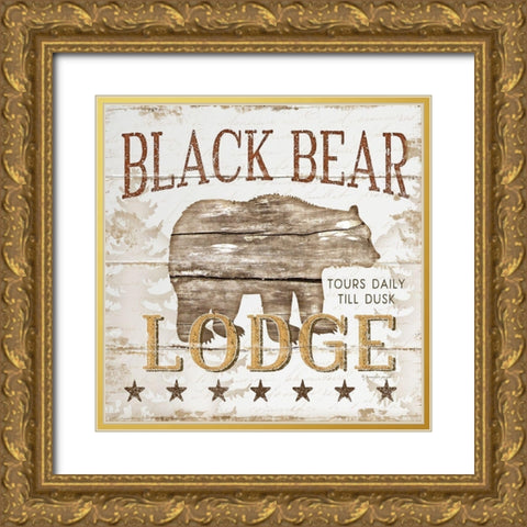 Black Bear Lodge Gold Ornate Wood Framed Art Print with Double Matting by Pugh, Jennifer