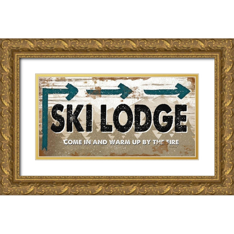 Ski Lodge Gold Ornate Wood Framed Art Print with Double Matting by Pugh, Jennifer