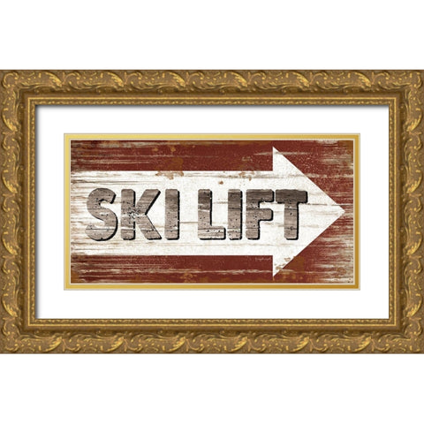 Ski Lift Gold Ornate Wood Framed Art Print with Double Matting by Pugh, Jennifer