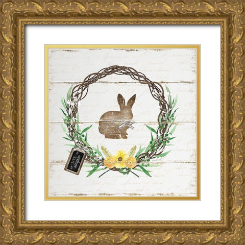 Spring Wreath II Gold Ornate Wood Framed Art Print with Double Matting by Pugh, Jennifer