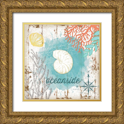 Oceanside Gold Ornate Wood Framed Art Print with Double Matting by Pugh, Jennifer