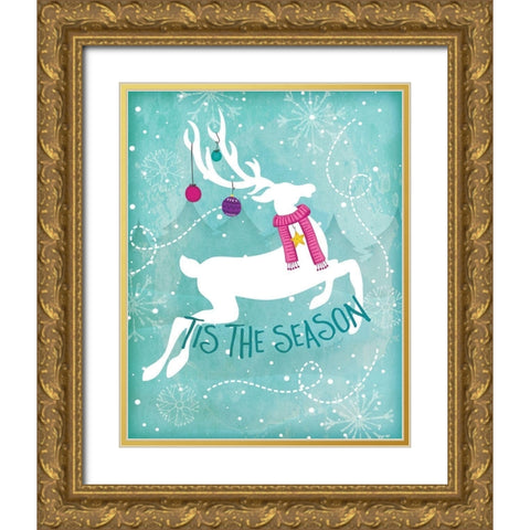 Tis the Season Gold Ornate Wood Framed Art Print with Double Matting by Pugh, Jennifer