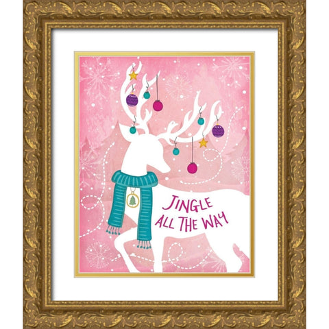 Jingle All the Way Gold Ornate Wood Framed Art Print with Double Matting by Pugh, Jennifer