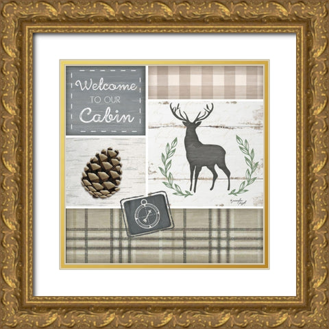 Welcome to Our Cabin Gold Ornate Wood Framed Art Print with Double Matting by Pugh, Jennifer