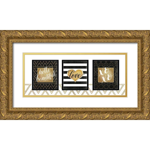 BW Gold Panel Gold Ornate Wood Framed Art Print with Double Matting by Pugh, Jennifer
