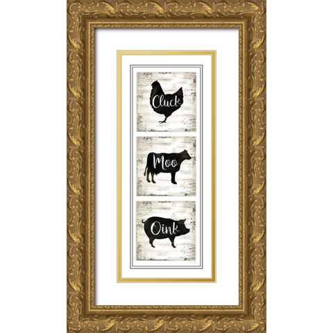 Farm Animal Panel Gold Ornate Wood Framed Art Print with Double Matting by Pugh, Jennifer