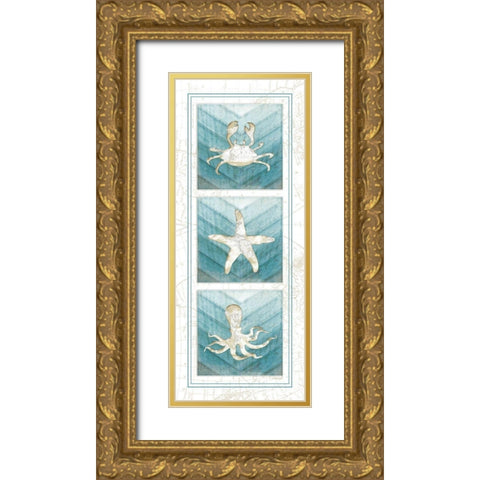 Coastal Panel Gold Ornate Wood Framed Art Print with Double Matting by Pugh, Jennifer