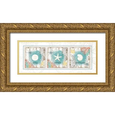 Coastal Panel II Gold Ornate Wood Framed Art Print with Double Matting by Pugh, Jennifer