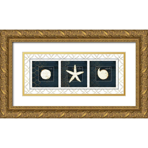 Coastal Panel III Gold Ornate Wood Framed Art Print with Double Matting by Pugh, Jennifer