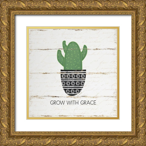 Grow with Grace Gold Ornate Wood Framed Art Print with Double Matting by Pugh, Jennifer
