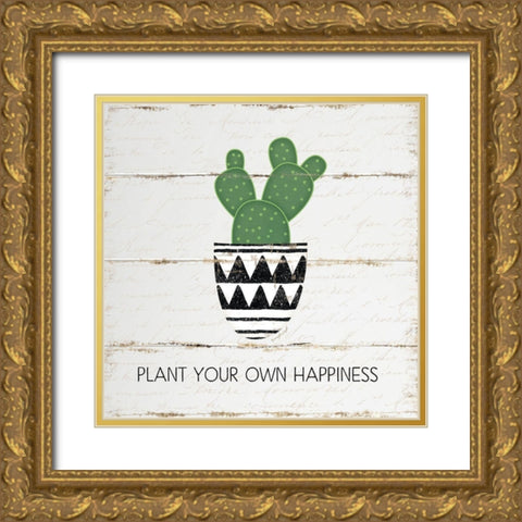 Plant Happiness Gold Ornate Wood Framed Art Print with Double Matting by Pugh, Jennifer