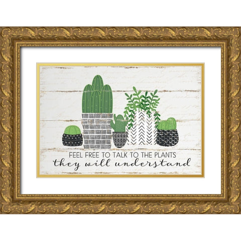Talk to the Plants Gold Ornate Wood Framed Art Print with Double Matting by Pugh, Jennifer