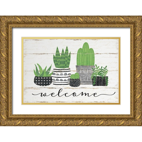 Welcome Gold Ornate Wood Framed Art Print with Double Matting by Pugh, Jennifer