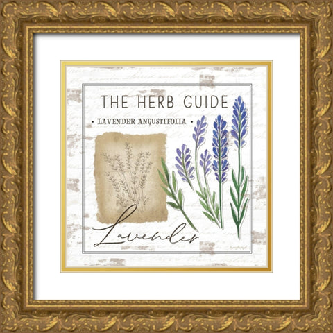 Herb Guide - Lavender Gold Ornate Wood Framed Art Print with Double Matting by Pugh, Jennifer