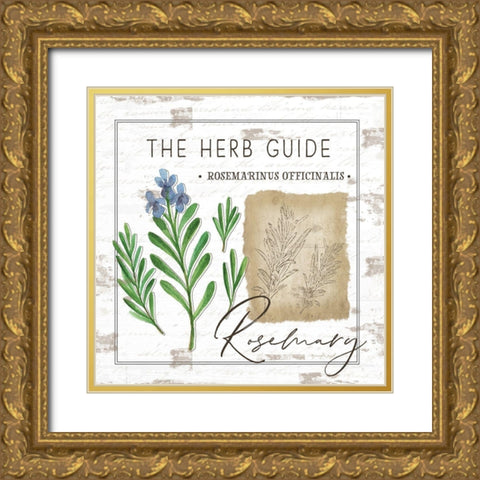 Herb Guide - Rosemary Gold Ornate Wood Framed Art Print with Double Matting by Pugh, Jennifer