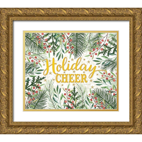 Holiday Cheer Gold Ornate Wood Framed Art Print with Double Matting by Pugh, Jennifer