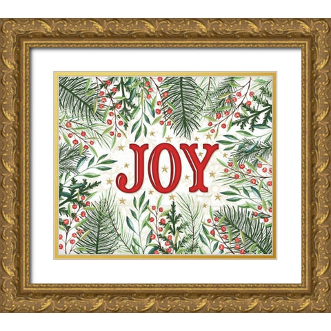 Joy Gold Ornate Wood Framed Art Print with Double Matting by Pugh, Jennifer