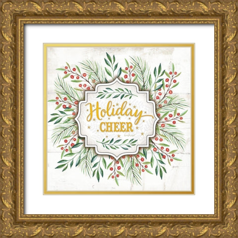 Holiday Cheer Gold Ornate Wood Framed Art Print with Double Matting by Pugh, Jennifer