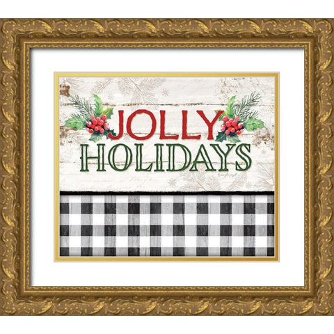Jolly Holidays Gold Ornate Wood Framed Art Print with Double Matting by Pugh, Jennifer