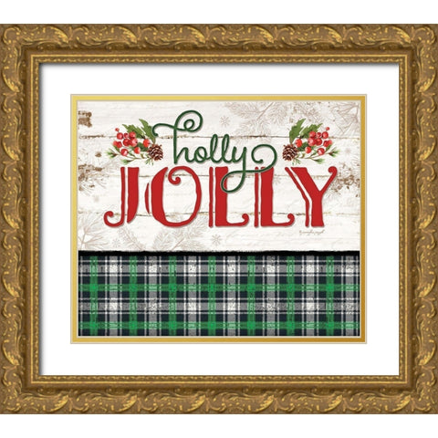 Holly Jolly Gold Ornate Wood Framed Art Print with Double Matting by Pugh, Jennifer