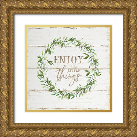 Enjoy the Little Things Gold Ornate Wood Framed Art Print with Double Matting by Pugh, Jennifer