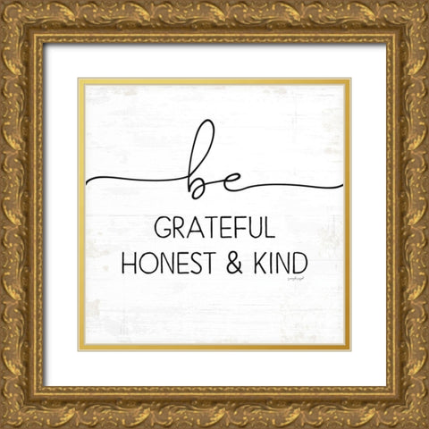 Be Grateful Gold Ornate Wood Framed Art Print with Double Matting by Pugh, Jennifer