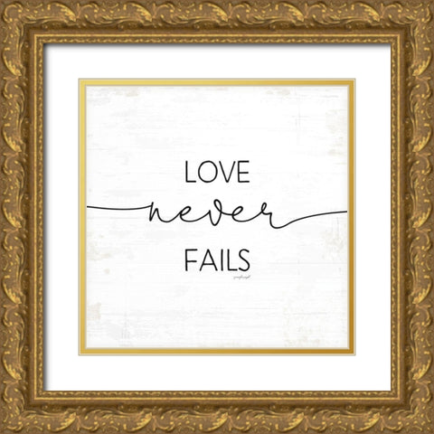 Love Never Fails Gold Ornate Wood Framed Art Print with Double Matting by Pugh, Jennifer