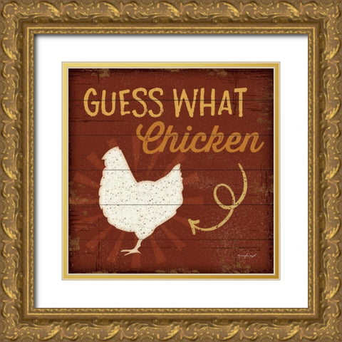 Chicken Butt Gold Ornate Wood Framed Art Print with Double Matting by Pugh, Jennifer