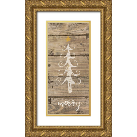 Christmas Tree III Gold Ornate Wood Framed Art Print with Double Matting by Pugh, Jennifer