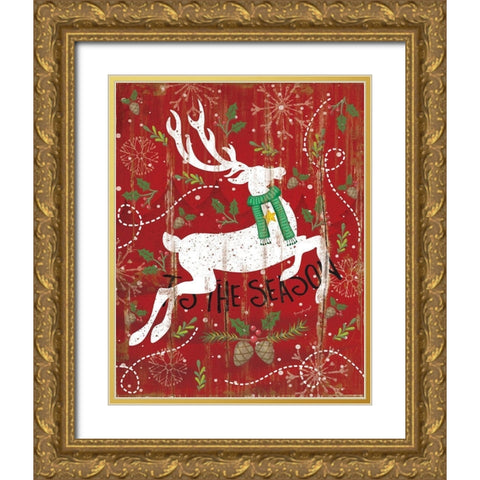 Tis the Season Distressed Gold Ornate Wood Framed Art Print with Double Matting by Pugh, Jennifer