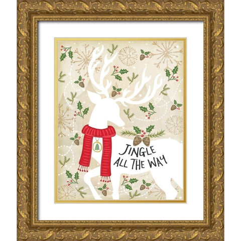 Jingle All the Way Gold Ornate Wood Framed Art Print with Double Matting by Pugh, Jennifer