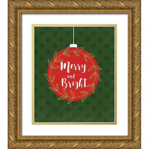 Merry and Bright Gold Ornate Wood Framed Art Print with Double Matting by Pugh, Jennifer