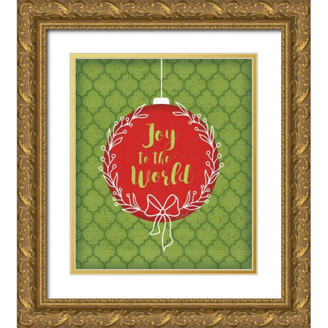 Joy to the World Gold Ornate Wood Framed Art Print with Double Matting by Pugh, Jennifer