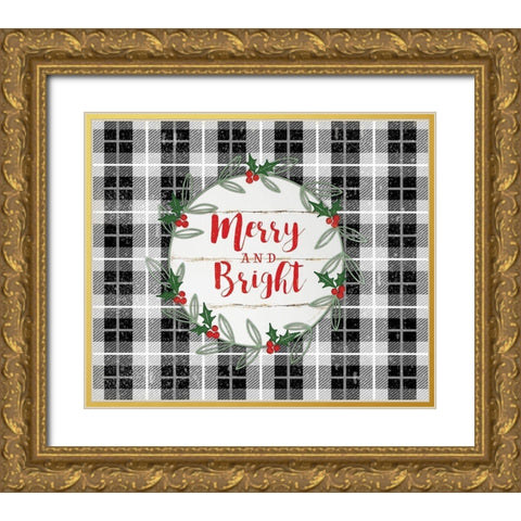 Merry and Bright Gold Ornate Wood Framed Art Print with Double Matting by Pugh, Jennifer