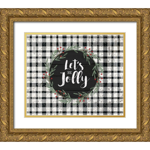 Lets Be Jolly Gold Ornate Wood Framed Art Print with Double Matting by Pugh, Jennifer