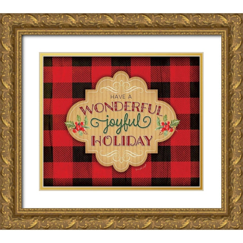 Wonderfully, Joyful Holiday Gold Ornate Wood Framed Art Print with Double Matting by Pugh, Jennifer