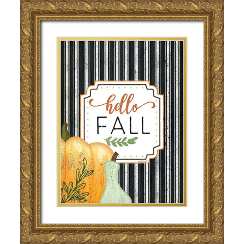 Hello Fall Gold Ornate Wood Framed Art Print with Double Matting by Pugh, Jennifer