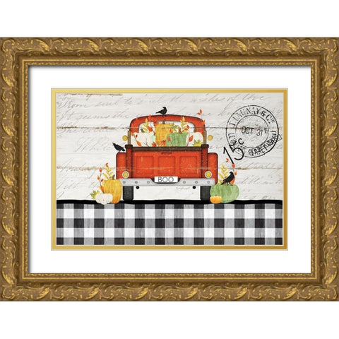 Halloween Truck Gold Ornate Wood Framed Art Print with Double Matting by Pugh, Jennifer