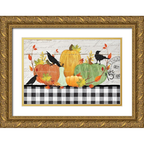 Pumpkins Gold Ornate Wood Framed Art Print with Double Matting by Pugh, Jennifer